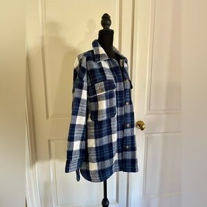 Banana Republic Plaid Blue and White Women's Shirt Jacket NWOT